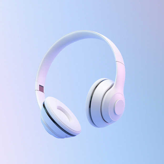 En digital illustration av trådlösa Bluetooth-hörlurar