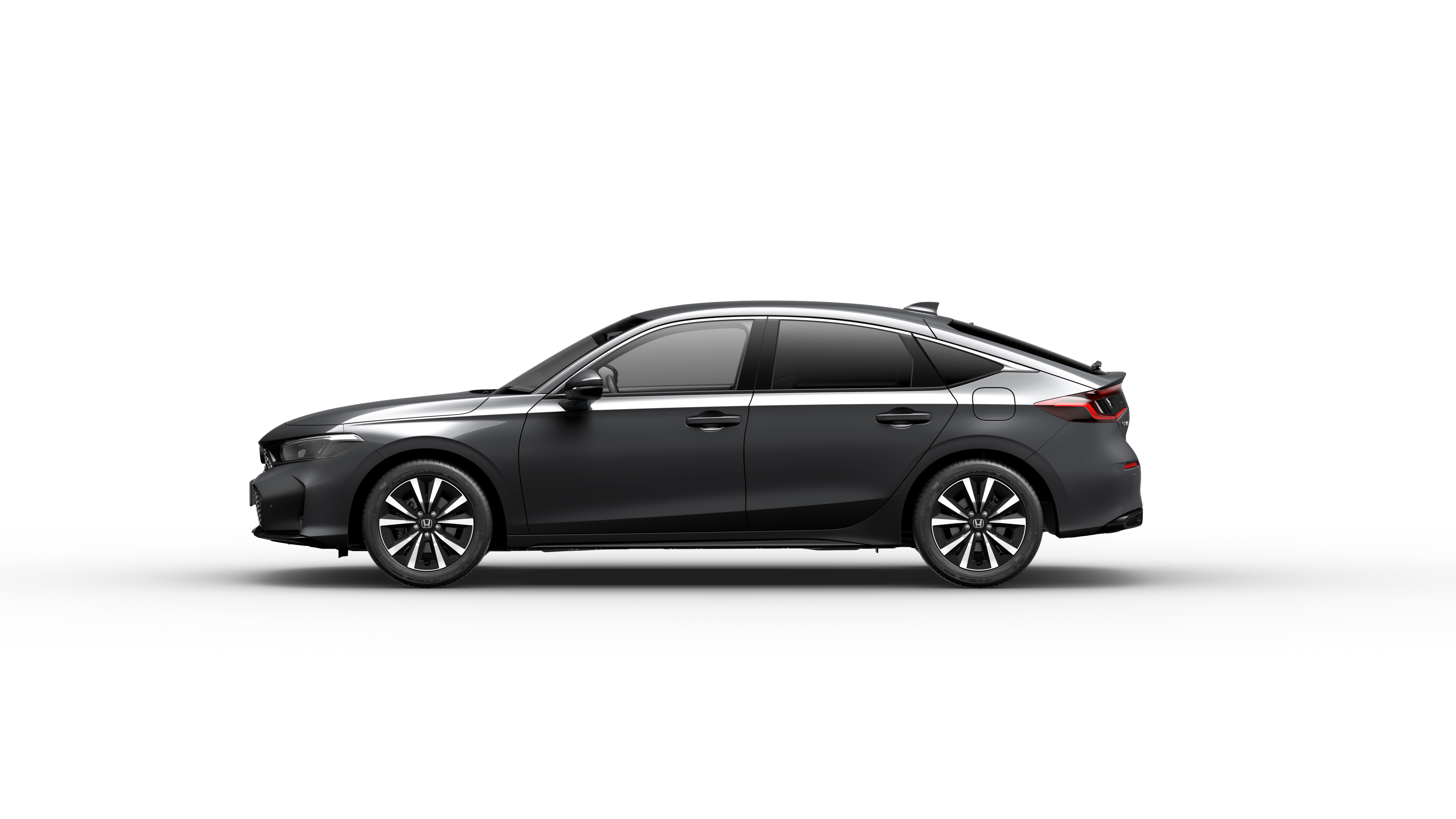 Sidovy av en grå Honda Civic hybrid