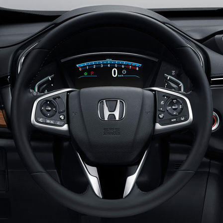 Närbild på multifunktionsratten i Honda CR-V.