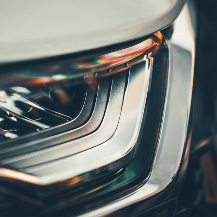 Bild framifrån av Honda CR-V Hybrid-strålkastarna.