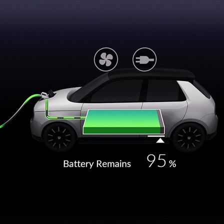 Vy framifrån av Honda Urban EV Concept inkopplad för laddning.