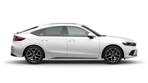 En vit Honda Civic, vy från sidan