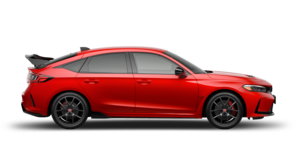 En röd Honda Civic Type R, vy från sidan