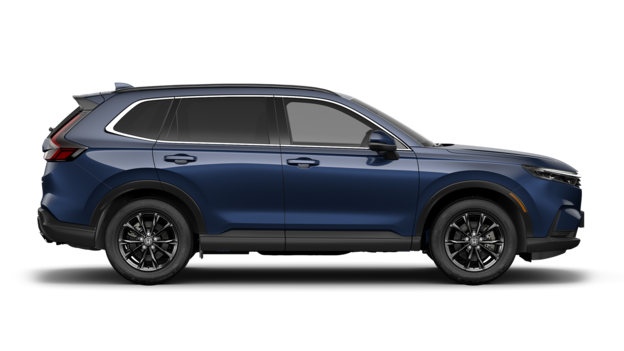 En blå CR-V hybrid vy från sidan