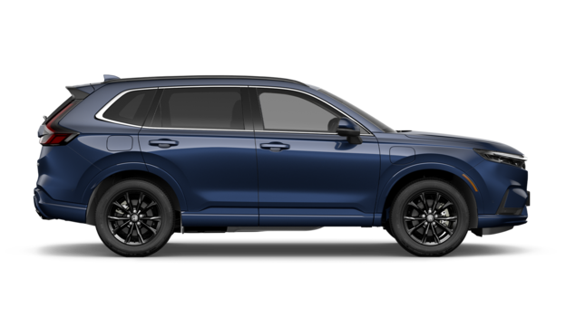 En blå CR-V hybrid vy från sidan