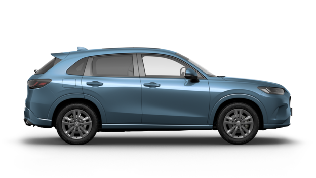 En vit ZR-V Hybrid vy från sidan