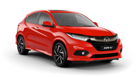 Trekvartsvy framifrån av Honda HR-V.