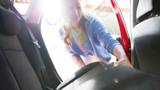 N&auml;rbild av kl&auml;dseln i Honda Jazz Dynamic.