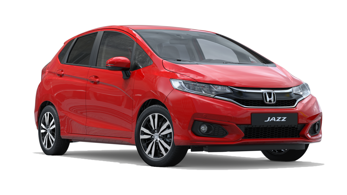 Trekvartsvy framifrån av Honda Jazz Dynamic.