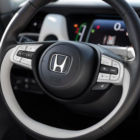 Närbild av ratten i Honda Jazz