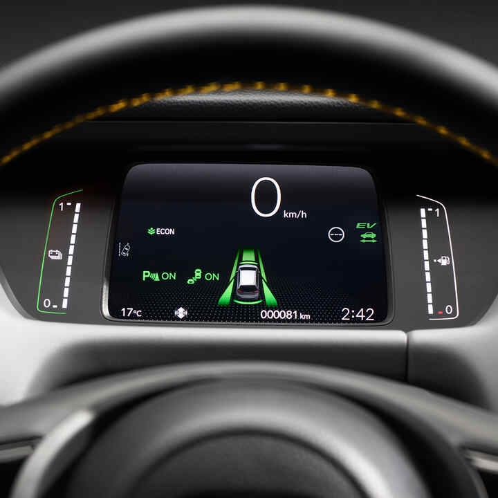 Närbild av Honda Jazz Digital-displayen. 