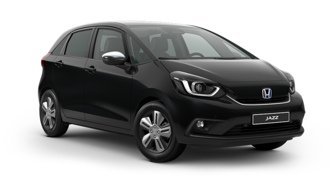 Trekvartsvy framifrån av Honda Jazz.
