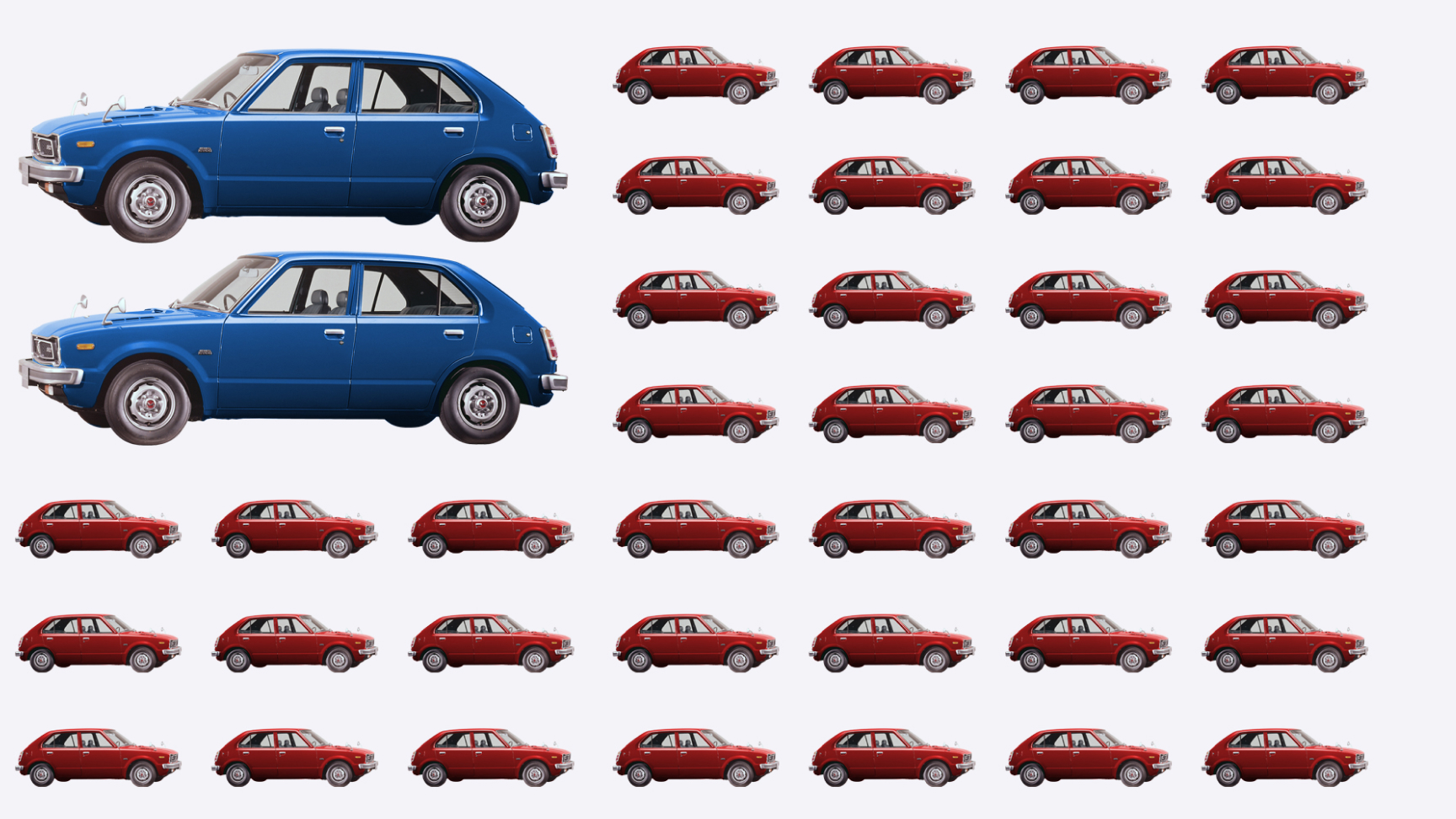 Den amerikanska flaggan gjord utav Honda Civic-bilar.