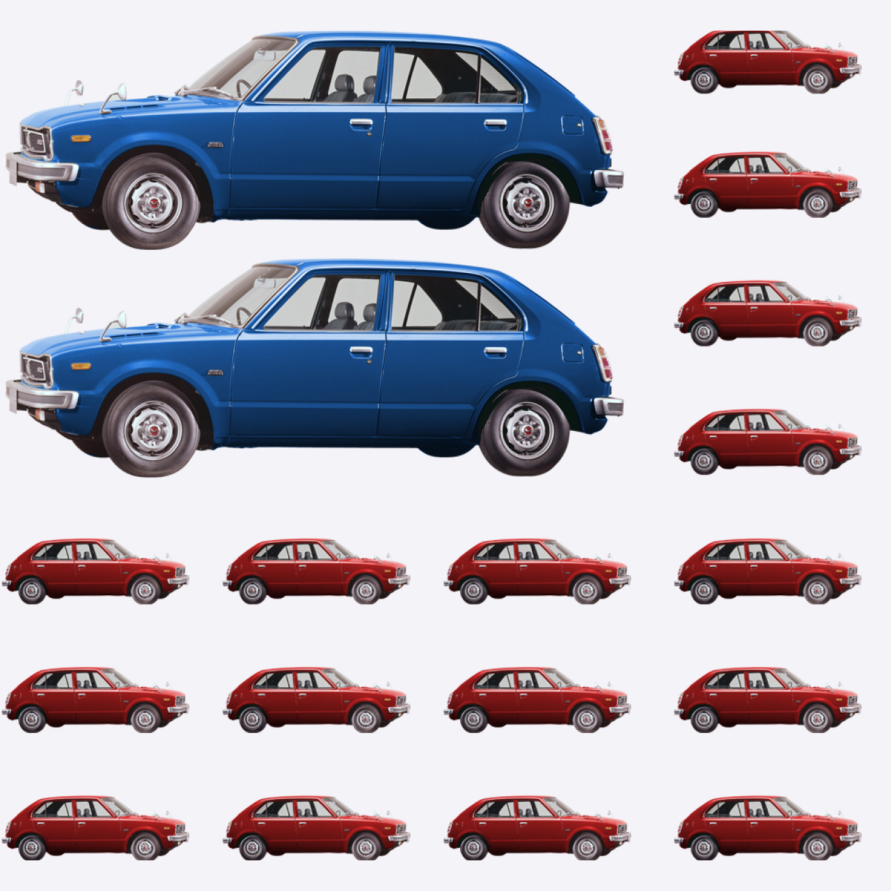 Den amerikanska flaggan gjord utav Honda Civic-bilar.