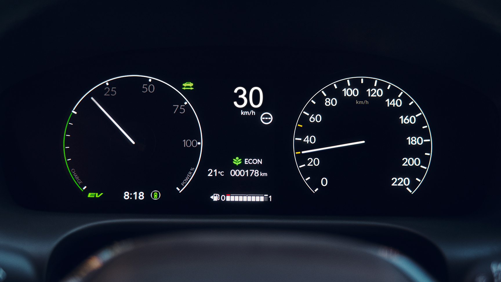 ZR-V digital display på instrumentpanelen