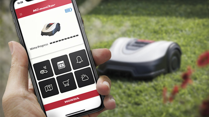 Vy av en smartphone-app som styr en Honda Miimo.