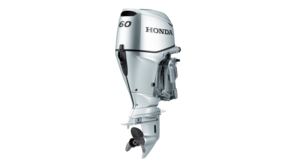 Trekvartsvy framifrån av BF60-motorn.