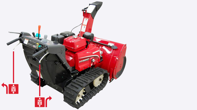 Trekvartsvy framifr&aring;n, hybridsn&ouml;slunga fr&aring;n v&auml;nster, fokus p&aring; reglage.