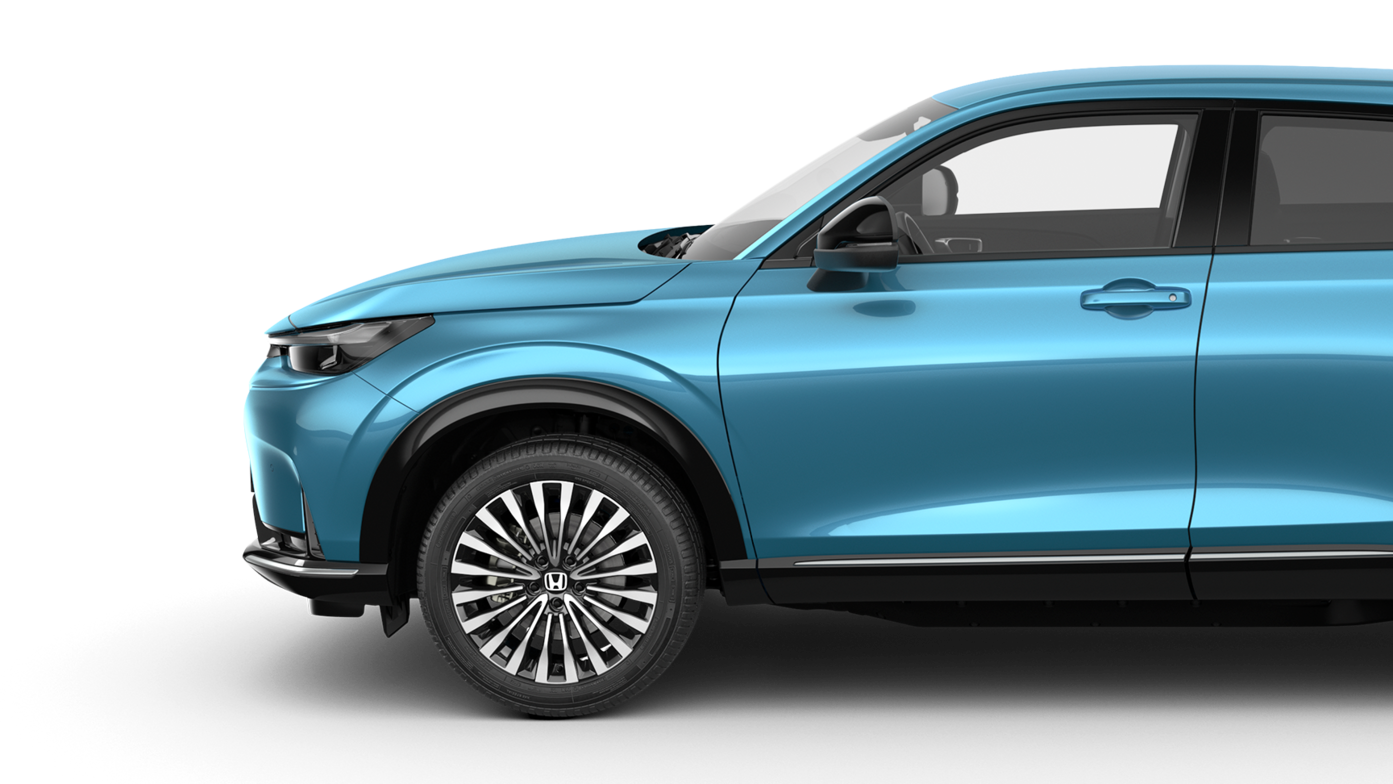 Sidobild av en blå Honda e:Ny1